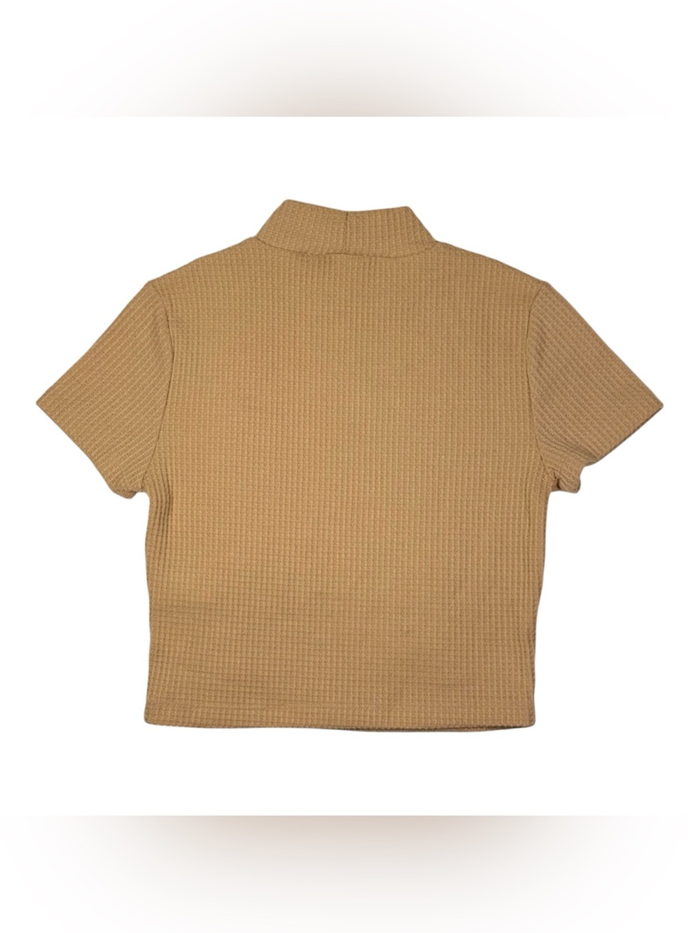 Beige Ribbed Mock Neck Top - Picture 2 of 5